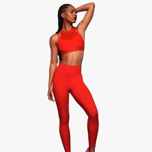 ❤️ IVY PARK ❤️ Bright Red High Neck Sports Bra with Chic Partially Sheer Design